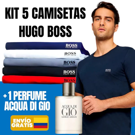 KIT X5 CAMISETAS HUGO BOSS + PERFUME GIO